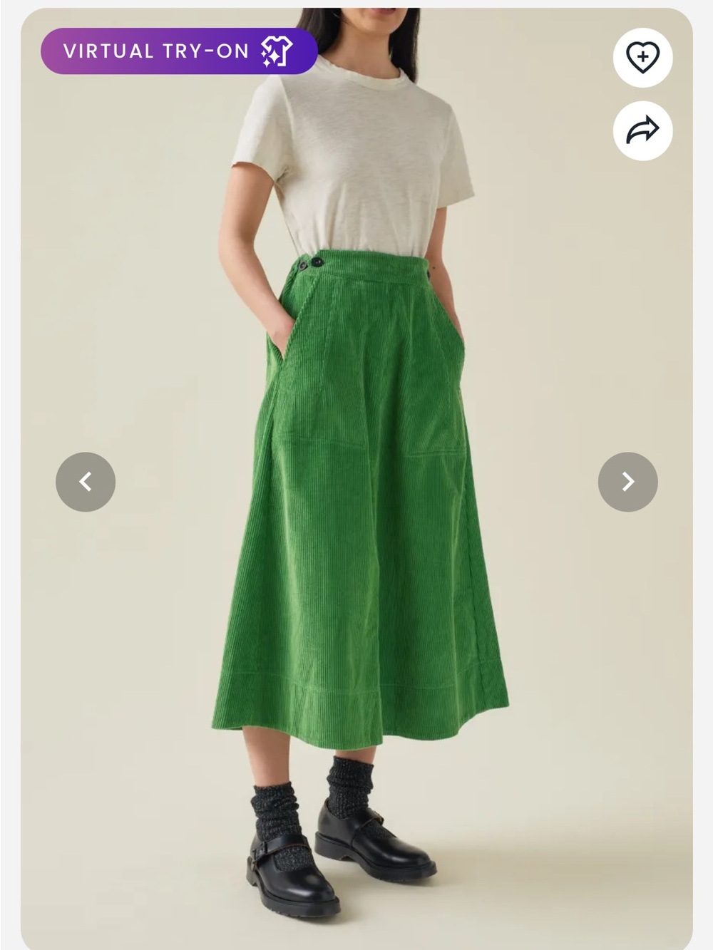 Toast A Line Organic Cord Skirt in spruce XXS